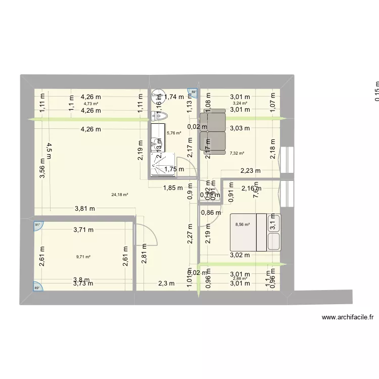 Appart Montalieu chambres sdb. Plan de 9 Pièces et 67 m² Appart Montalieu chambres sdb. Plan de 9 Pièces et 67 m²