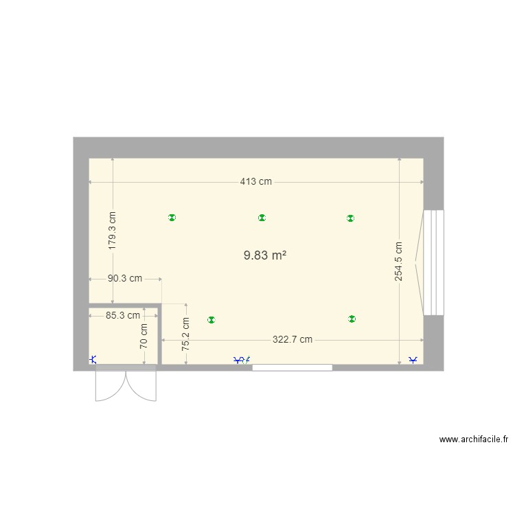 dressing futur elec. Plan de 2 pièces et 10 m2
