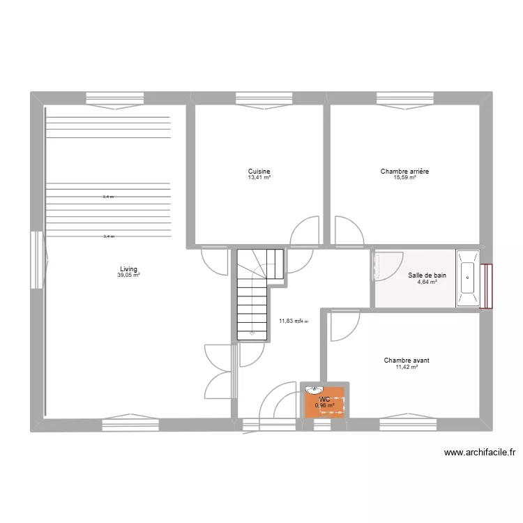 2026-04-03-Rez de chauss&eacute;e pour chauffage. Plan de 7  et 97 m²