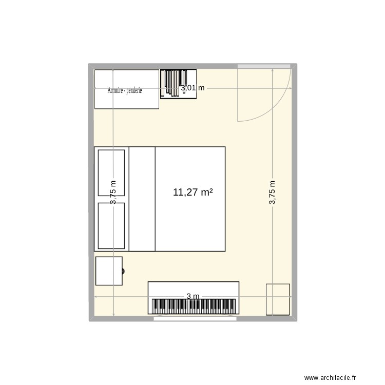 Chambre Amis. Plan de 1 pièce et 11 m2