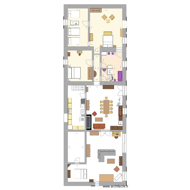 implantation actuelle Dordogne TFE. Plan de 10 pièces et 225 m2