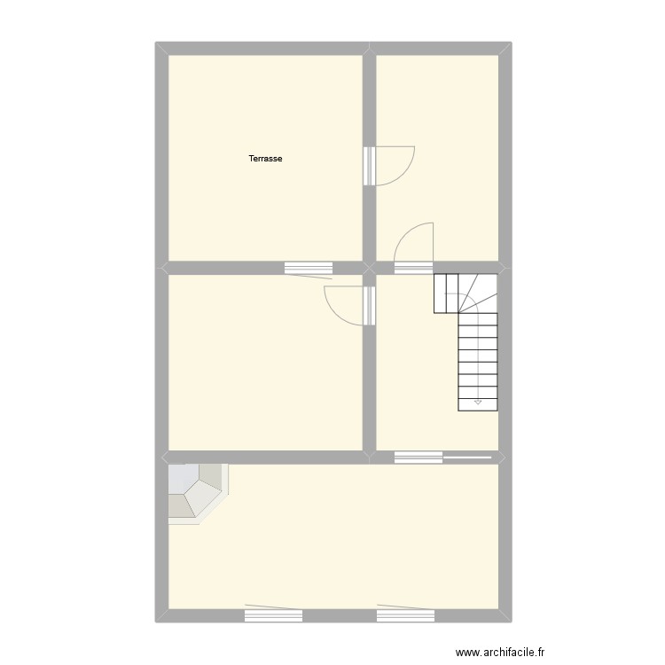 1er étage. Plan de 5 pièces et 72 m2