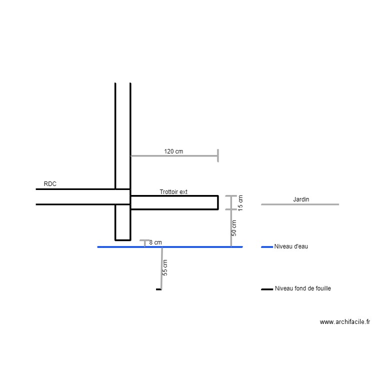 pth. Plan de 2 pièces et 1 m2