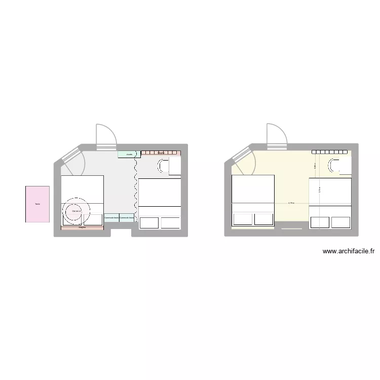 Ma&iuml;ssou. Plan de 3  et 29 m²