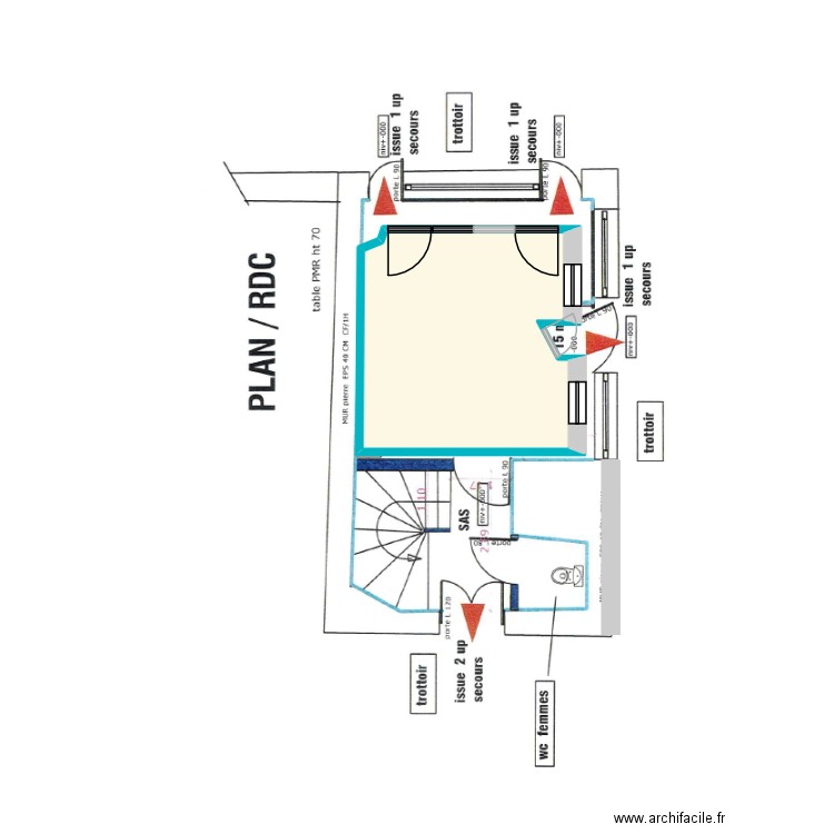 MOSELLE. Plan de 1 pièce et 23 m2