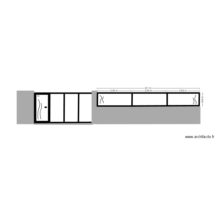 Configuration cloture portail. Plan de 2 pièces et 3 m2