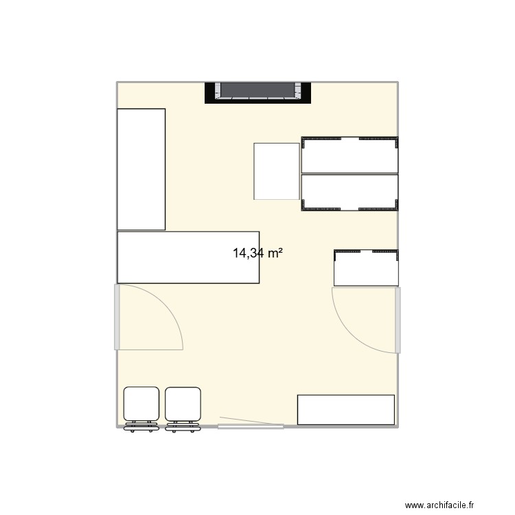 accueil. Plan de 1 pièce et 14 m2