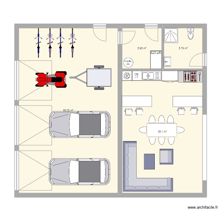 Poolhouse back-to-back. Plan de 0 pièce et 0 m2 Poolhouse back-to-back. Plan de 0 pièce et 0 m2