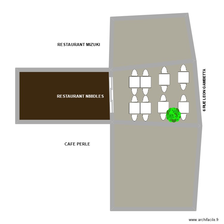 terasse gambetta. Plan de 4 pièces et 84 m2