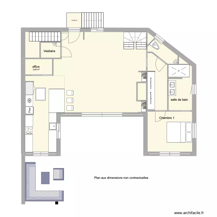 rez de chaussée sans cote. Plan de 2 Pièces et 4 m² rez de chaussée sans cote. Plan de 2 Pièces et 4 m²