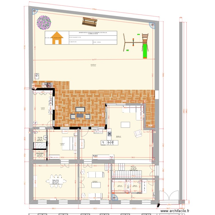 WIMILLE REZ DE CHAUSSEEAVEC MOBILIER . Plan de 12 pièces et 385 m2