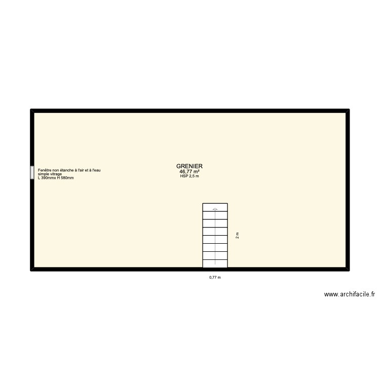 GRENIER Avant travaux-v1. Plan de 1 pièce et 47 m2