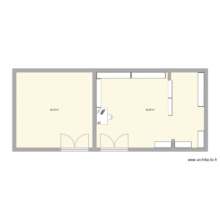 Zone de stockage Yolaine de Kepper. Plan de 2 pièces et 69 m2