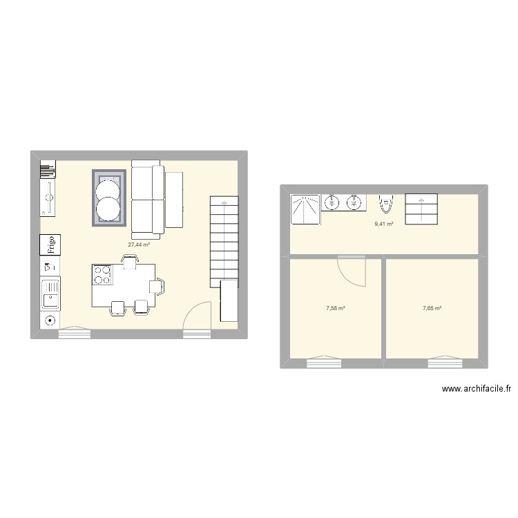 Duplex maisonette Mala. Plan de 4 pièces et 52 m2