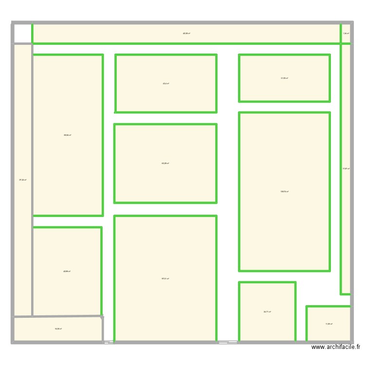Poullain. Plan de 14 pièces et 626 m2