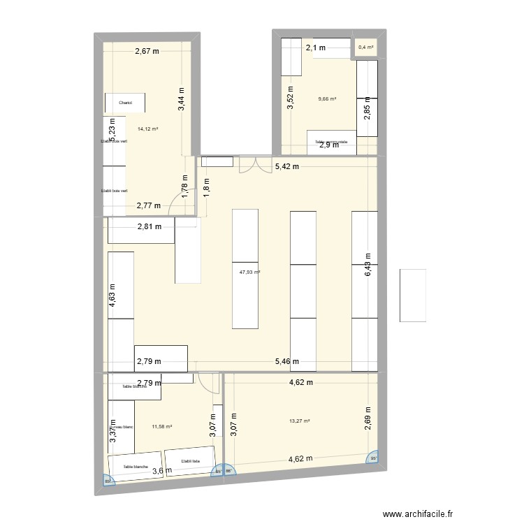 Usine haut. Plan de 6 pièces et 97 m2