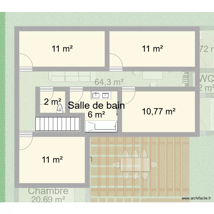 maison etage v1. Plan de 12 pièces et 183 m²