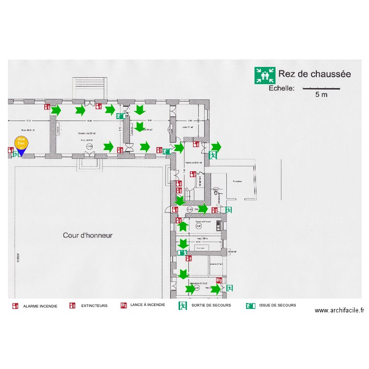 PLAN D'ÉVACUATION DOMAINE REZ DE CHAUSSEZ 4. Plan de 0 pièce et 0 m2