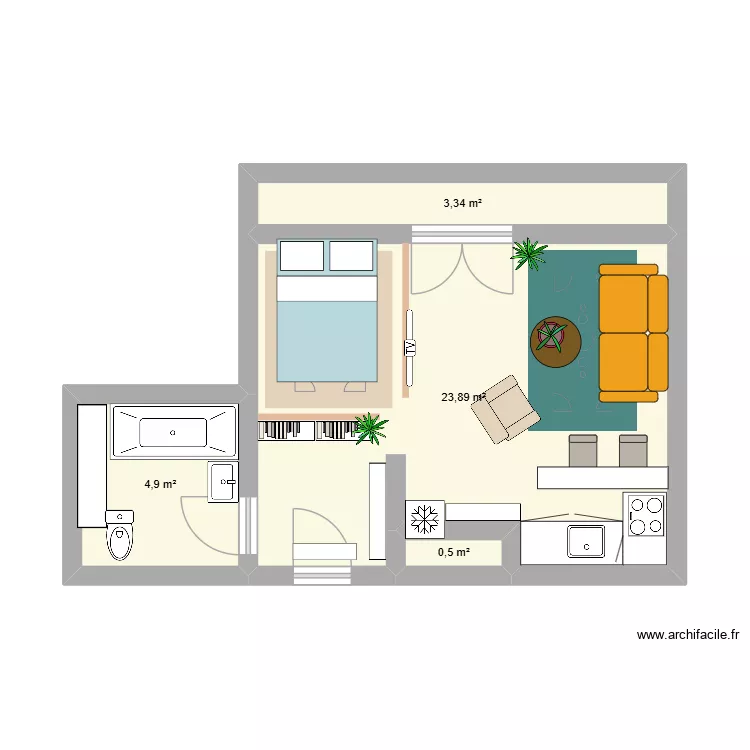 La Rochelle. Plan de 4  et 33 m²