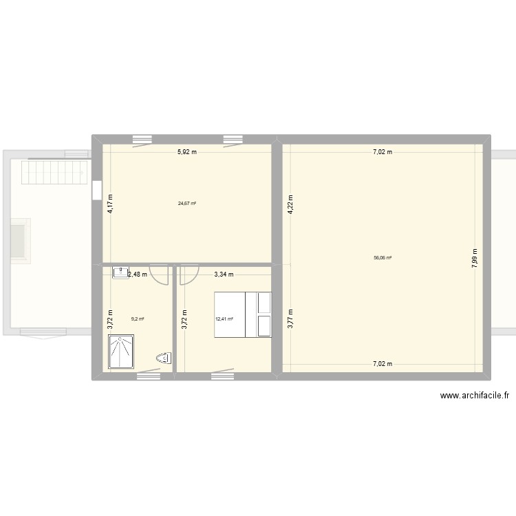 Garage et T2 RDC. Plan de 6 pièces et 206 m2