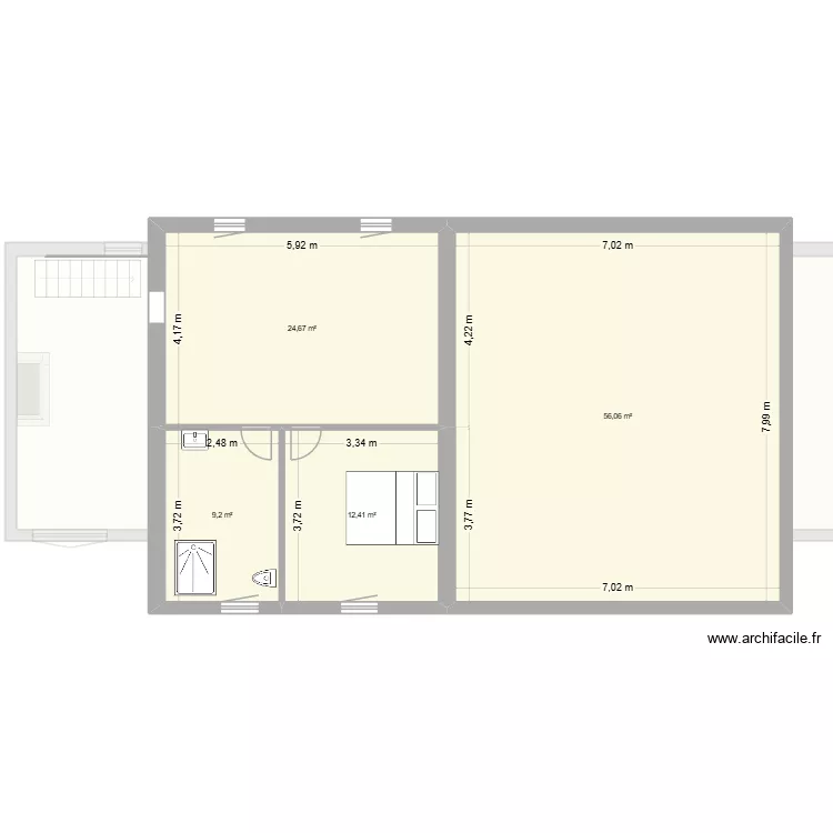 Garage et T2 RDC. Plan de 6 pièces et 206 m² Garage et T2 RDC. Plan de 6 pièces et 206 m²