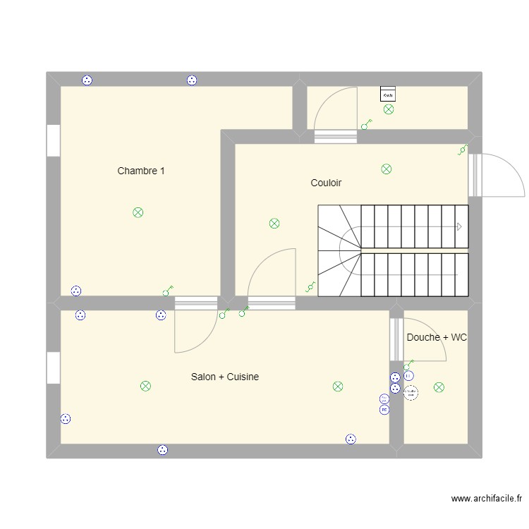 plan appartement T2 Croan. Plan de 5 pièces et 46 m2