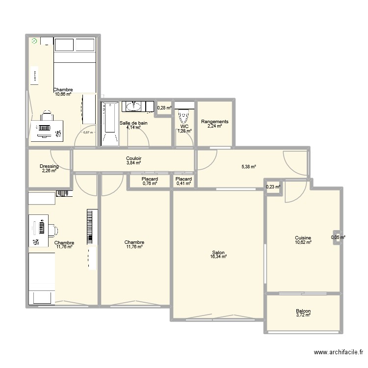 Chatou. Plan de 17 pièces et 86 m2