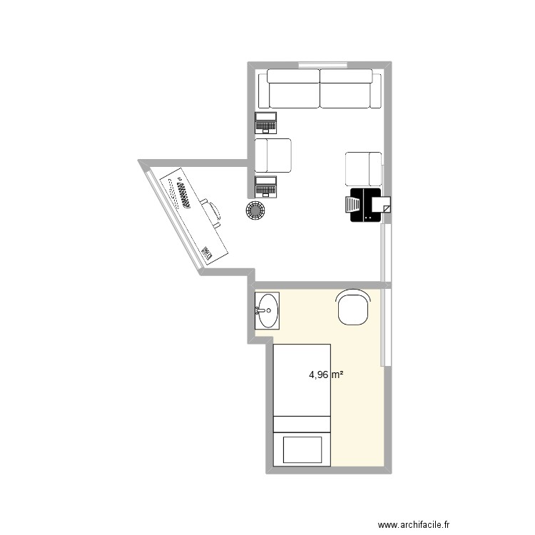 Bureau médico soignant et chambre 1 - Urgences MY. Plan de 1 pièce et 5 m2