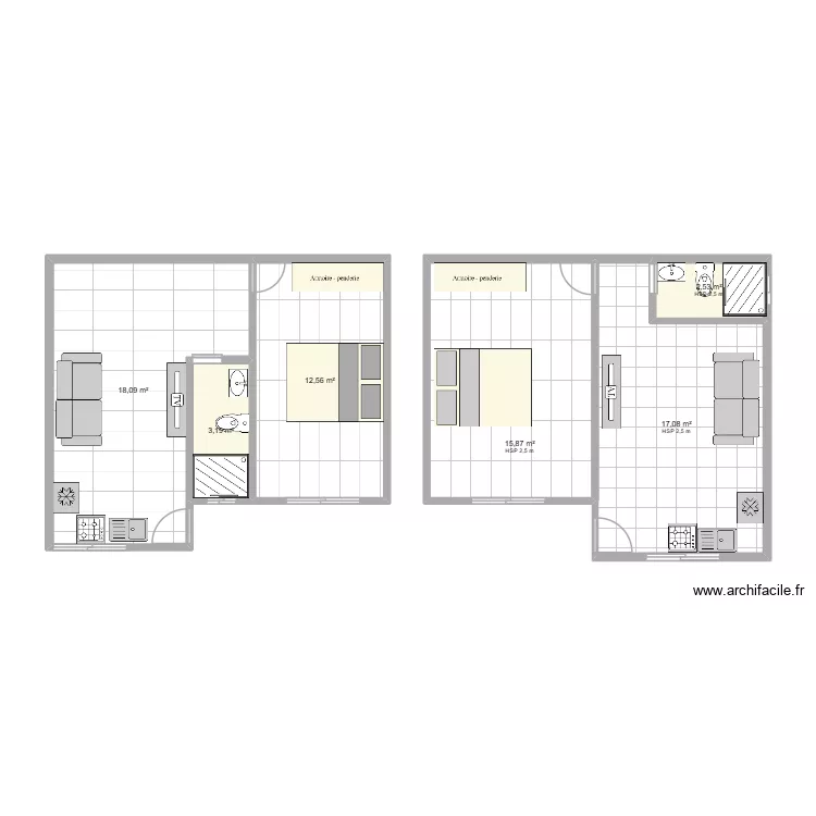 Modèle 1. Plan de 6 et 69 m² Modèle 1. Plan de 6 et 69 m²