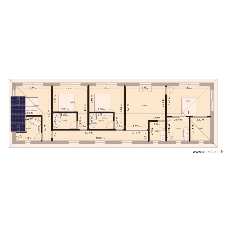 69830-1. Plan de 11 pièces et 131 m2