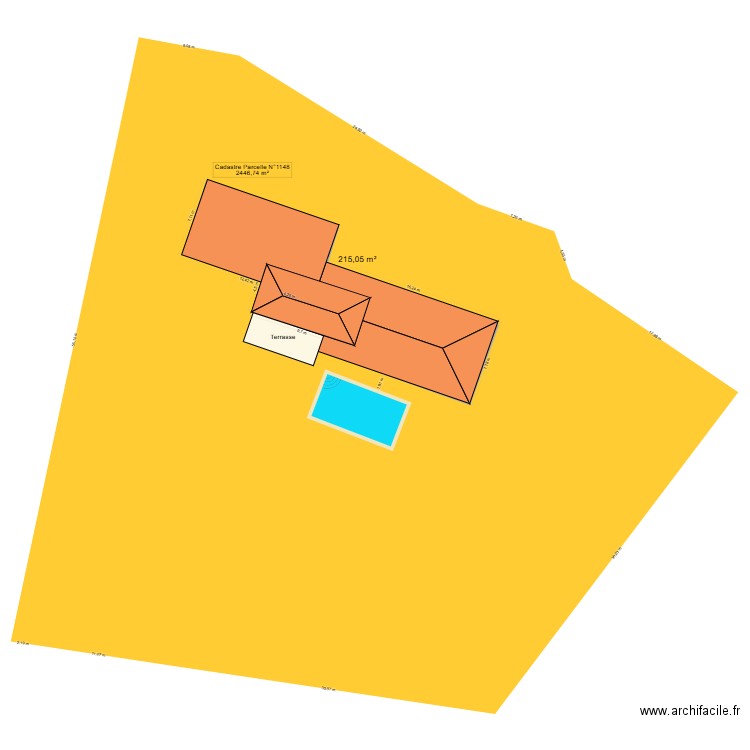 plan de toiture 2. Plan de 1 pièce et 215 m2