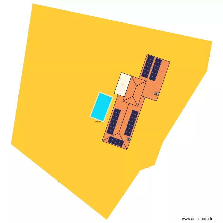 plan de toiture 2. Plan de 1  et 215 m²