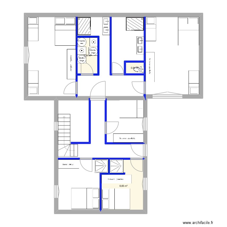 rdc canac. Plan de 3 pièces et 13 m2
