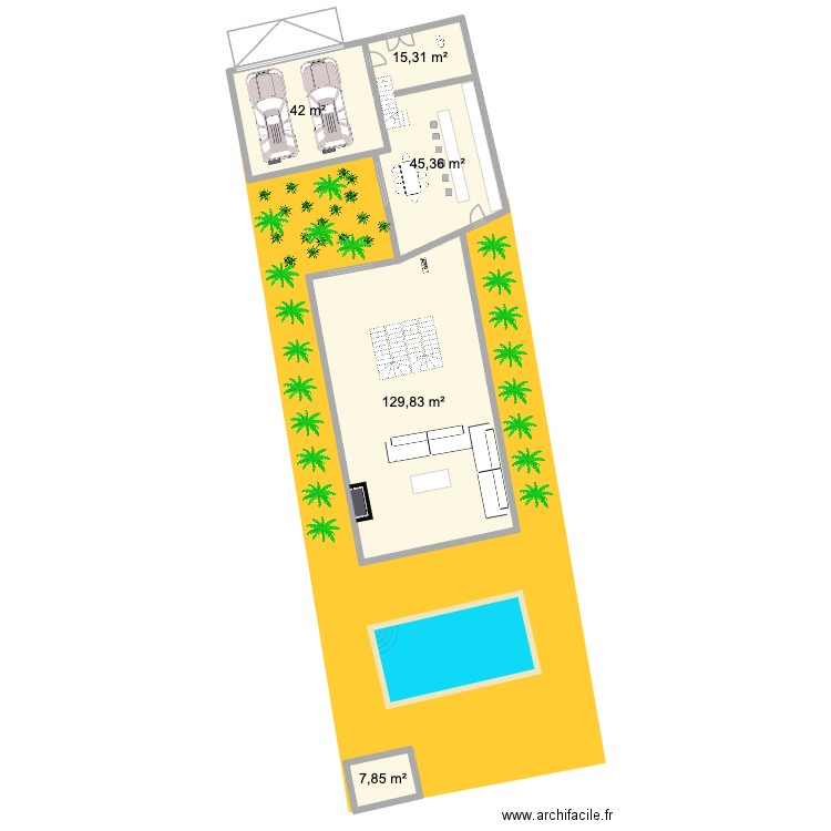 esp. Plan de 5 pièces et 240 m2