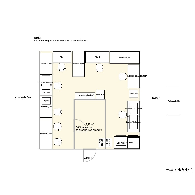 Plan MAT Final SAS excessivement grand. Plan de 2 pièces et 47 m2