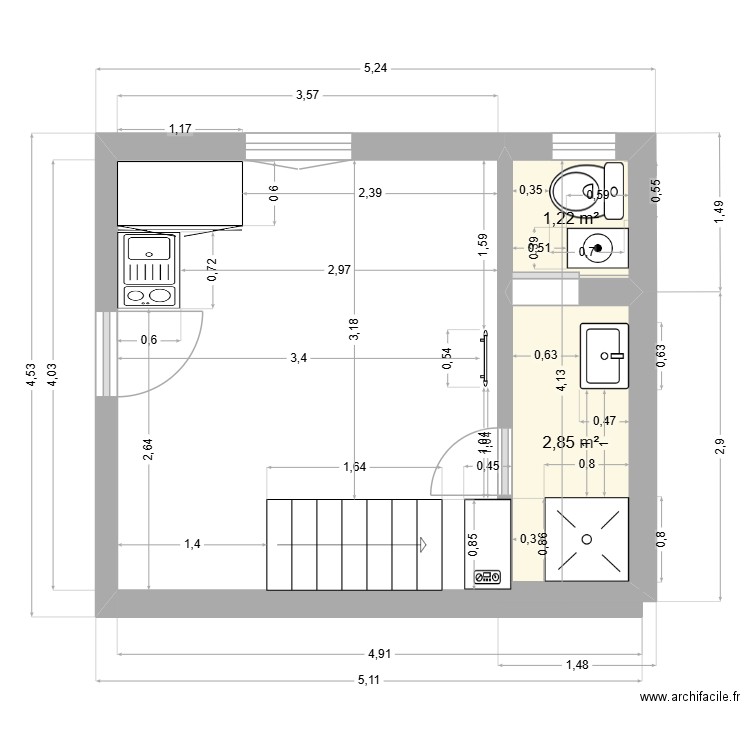 vernay_v2. Plan de 2 pièces et 4 m2