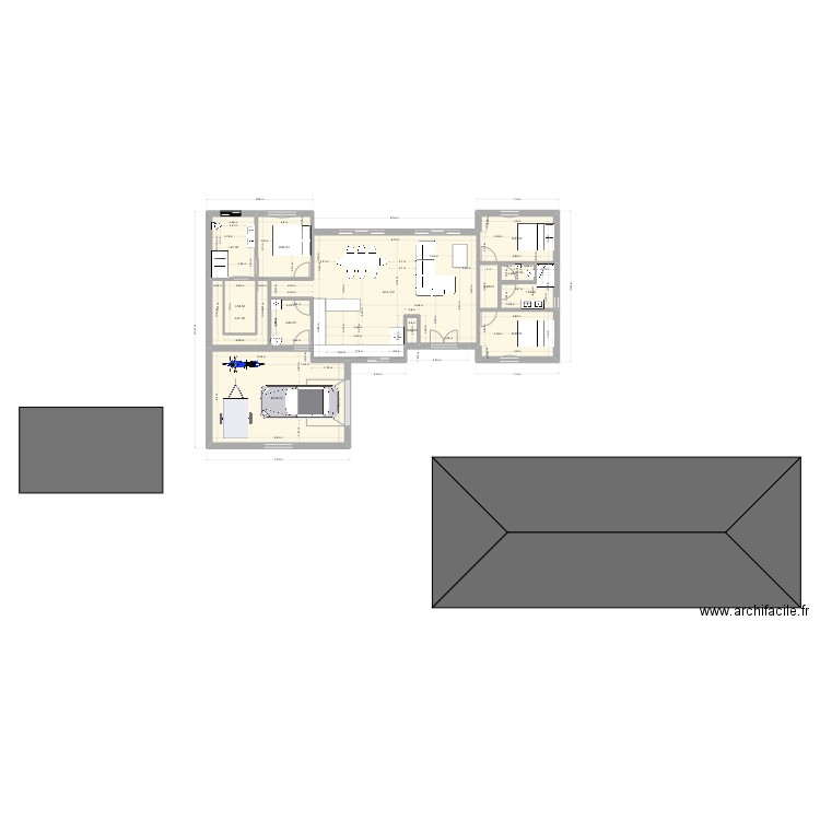 maaaison. Plan de 13 pièces et 143 m2