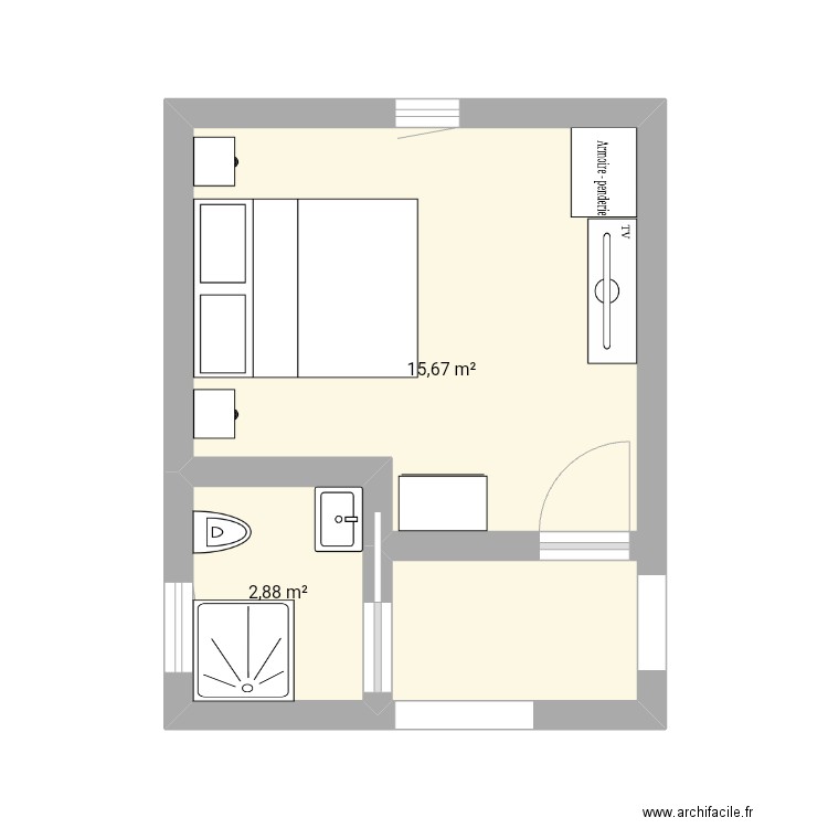 Upstairs spare room sdb. Plan de 2 pièces et 19 m2