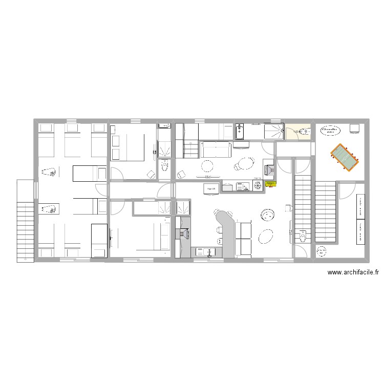 2 studio 1er étage copie travail. Plan de 13 pièces et 111 m2