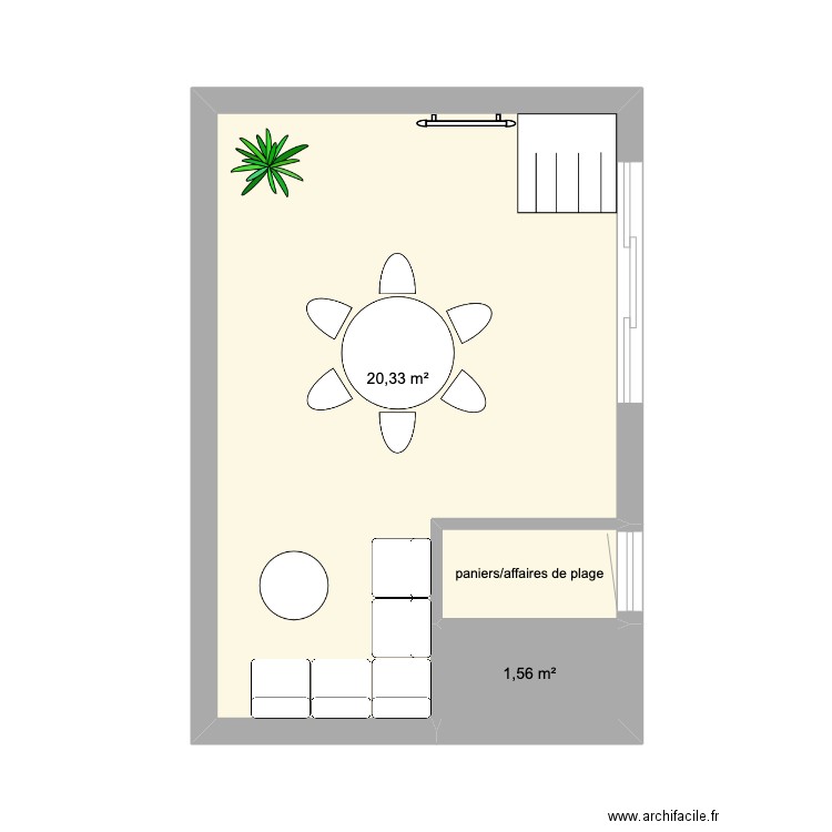 Terrasse Bruniquel V2. Plan de 3 pièces et 23 m2