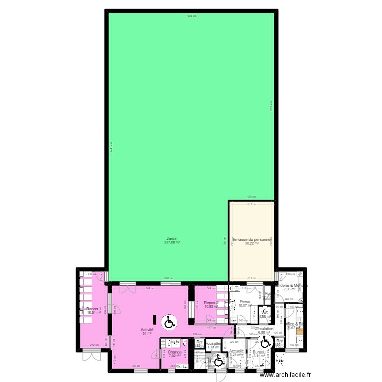 10RT - Jouy le moutier - Projet v4. Plan de 18 pièces et 508 m2