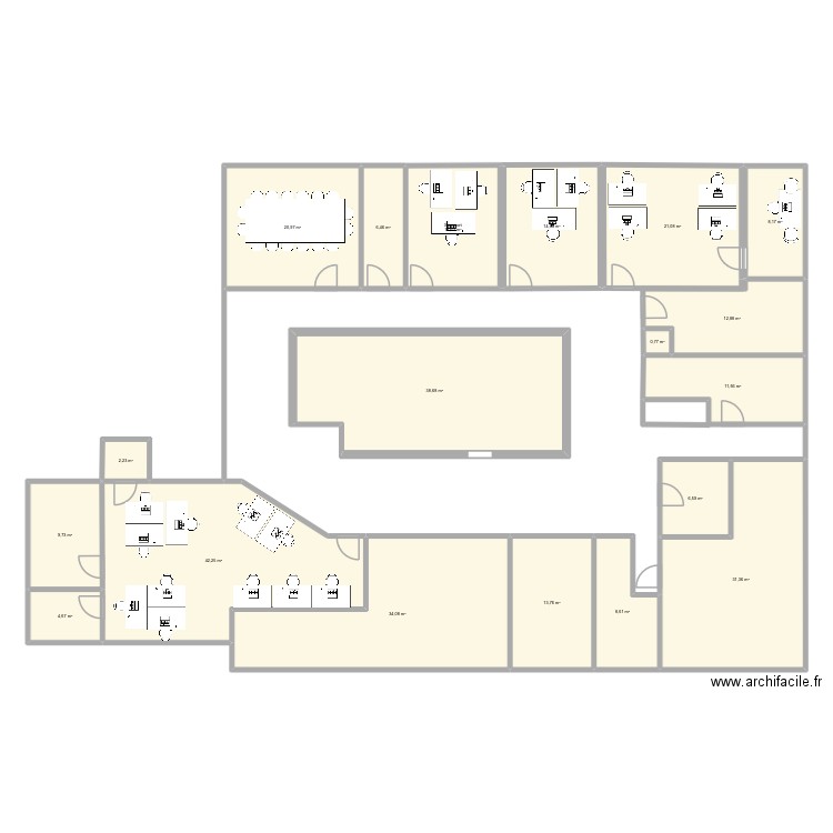 Plan RDC gauche_janv2026. Plan de 19 pièces et 303 m2