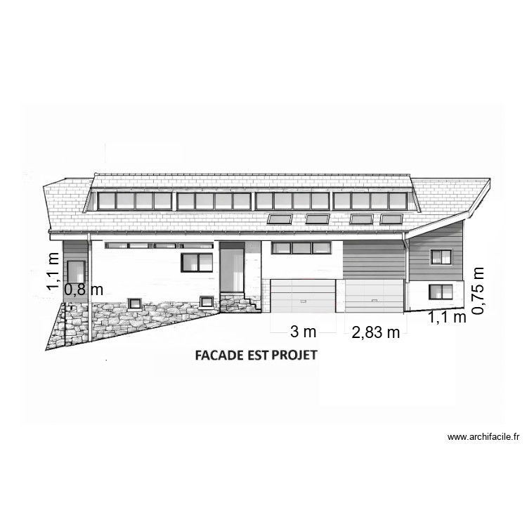 FACADE EST PROJET. Plan de 0 pièce et 0 m2