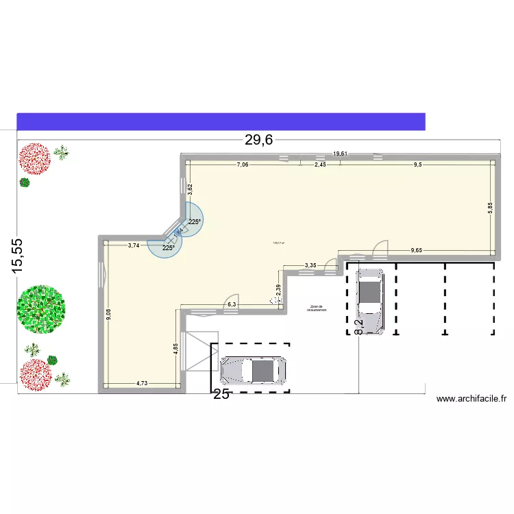 Plan BUREAU surface plancher. Plan de 1  et 179 m²
