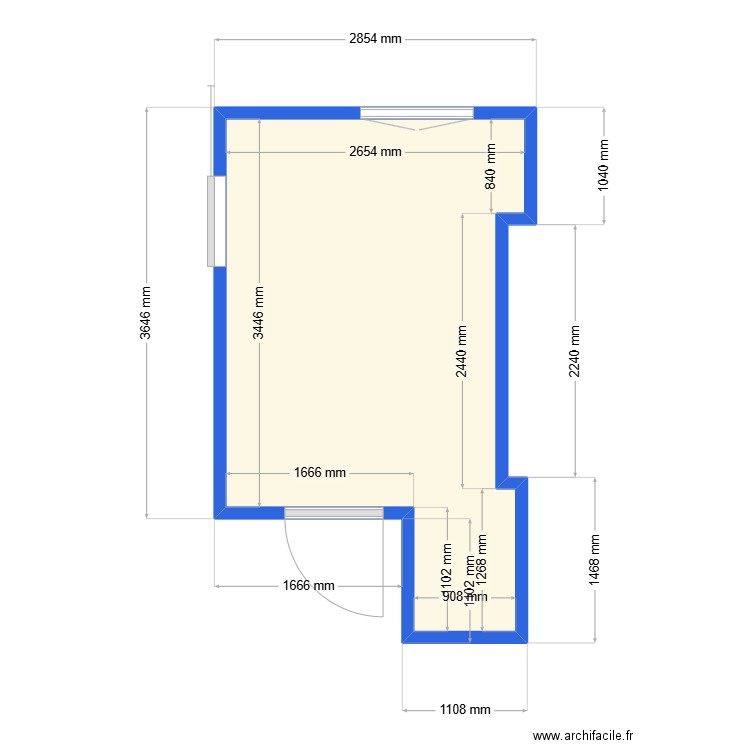 sdb. Plan de 1 pièce et 10 m2
