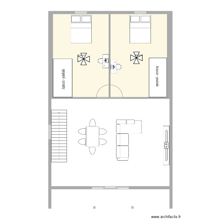 Chantier Camelias. Plan de 2 pièces et 61 m2