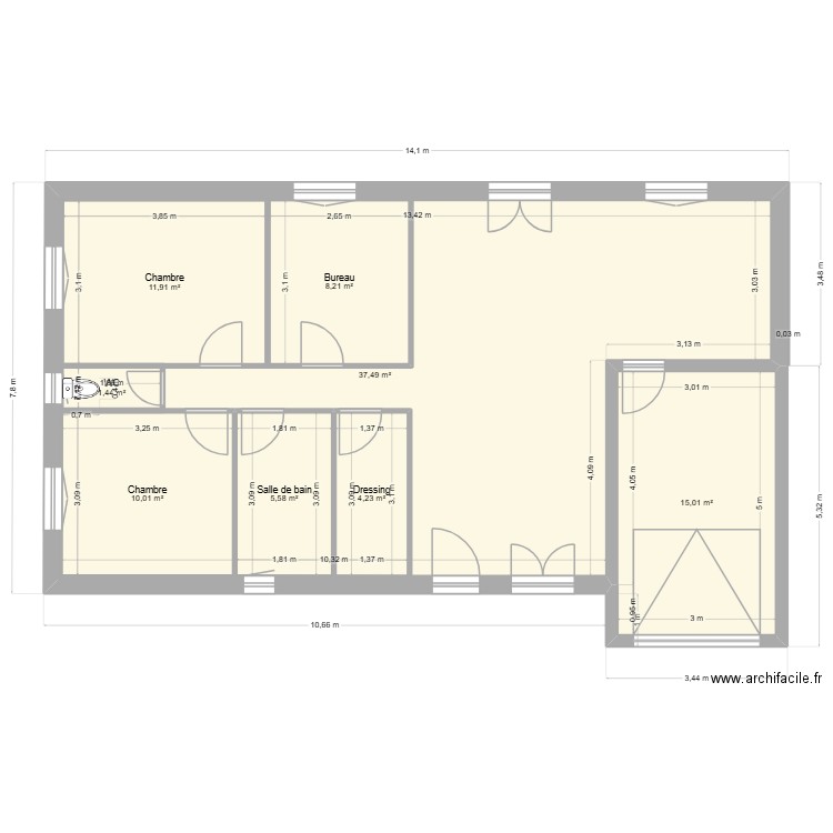 Plan de base. Plan de 8 pièces et 139 m2