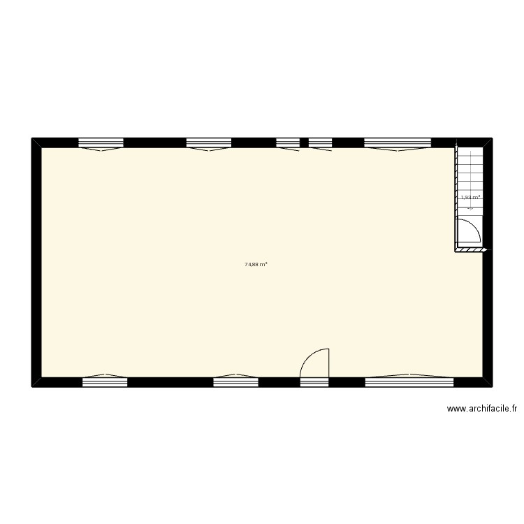 Plouray. Plan de 2 pièces et 77 m2