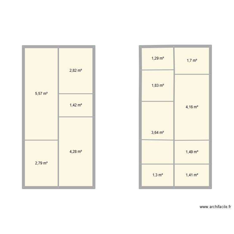 Plan M&S frigo. Plan de 13 pièces et 34 m2