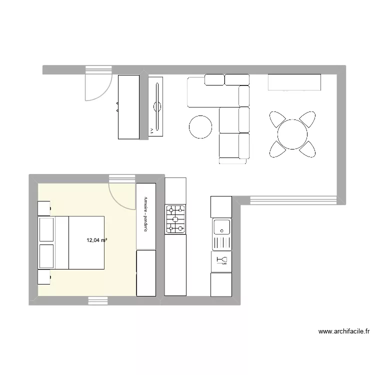 Appartement Kelly Poliez. Plan de 1  et 12 m²